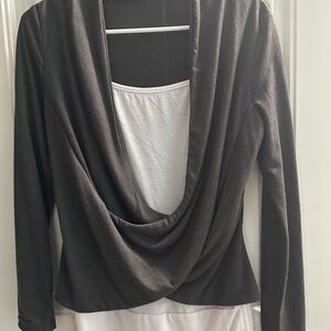 Black and White Drape Front Top